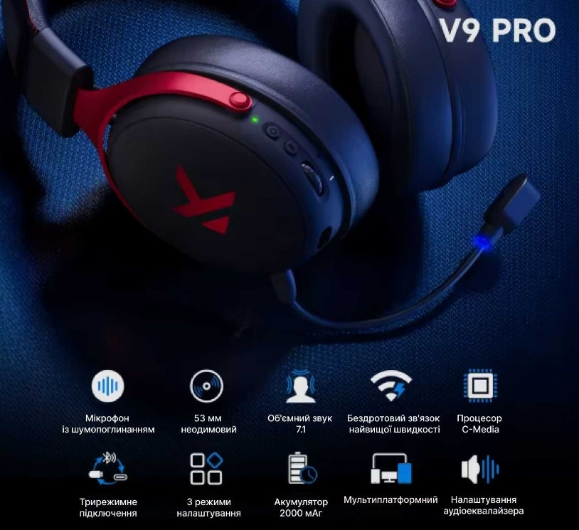 MCHOSE V9 Pro — Беспроводные игровые наушники igровые наушники черные. Харьков - изображение 3