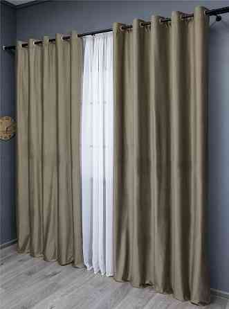 Комплект штор на люверсах VR-Textil Оксамит № 1656ш Капучино 150х280 см 2 шт (37-0232) Киев