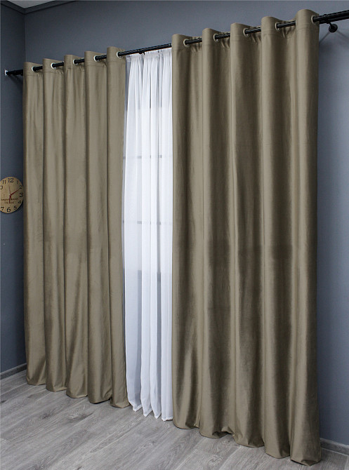Комплект штор на люверсах VR-Textil Оксамит № 1656ш Капучино 150х280 см 2 шт (37-0232) Киев - изображение 4