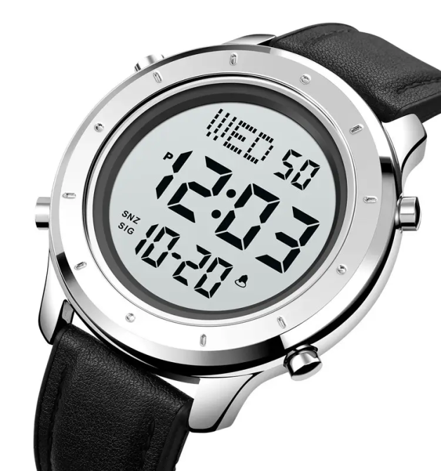 Мужские наручные электронные часы Skmei 1864 (Серебристые с белым циферблатом) Винница - изображение 2