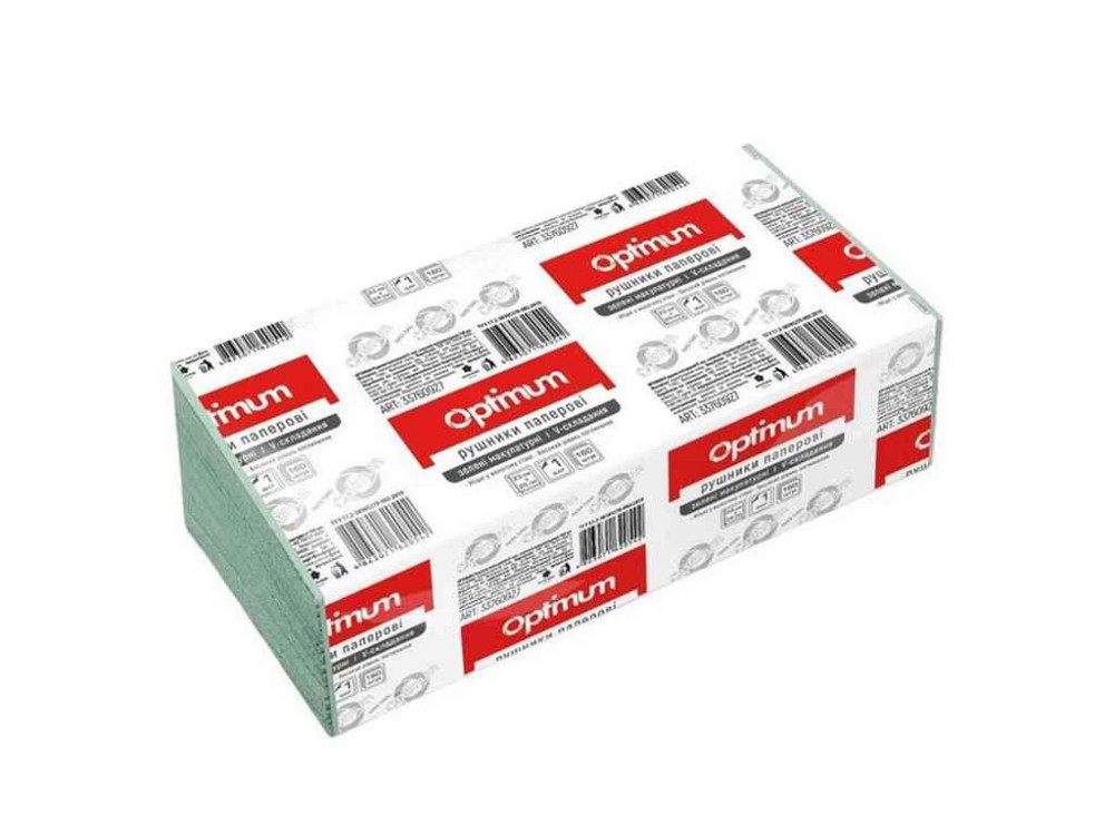 Рушники паперові (одношар) V-склад 160шт зелен Optimum ТМ PRO SERVICE Київ - фото 1