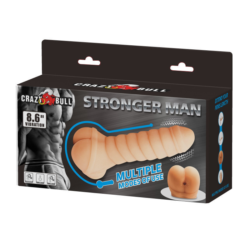 Мастурбатор-насадка Crazy Bull Stronger Man с вибрацией, бежевая Sex Aura Киев - изображение 8