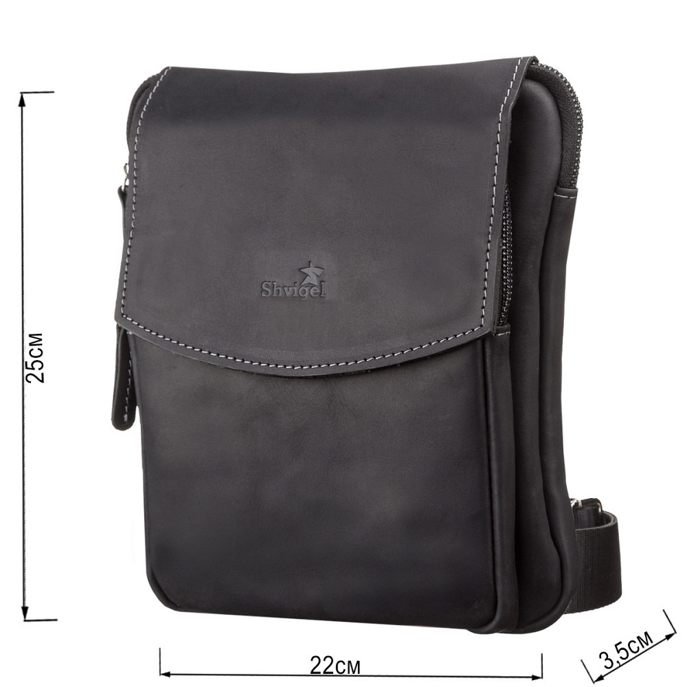 Сумка мужская кожаная Черная (SHVIGEL) Киев - изображение 1