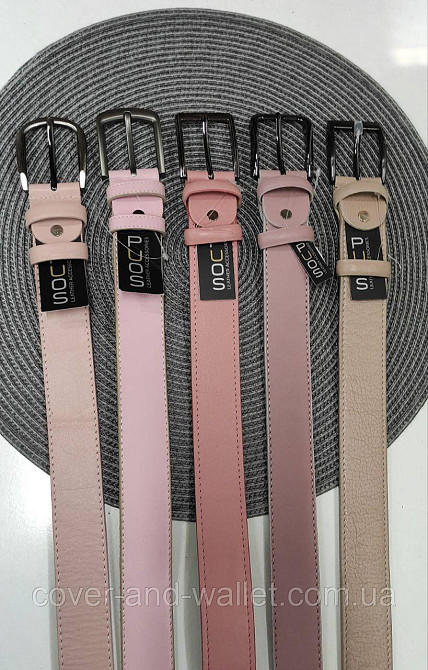 Широкий жіночий ремінь світло-рожевого кольору з натуральної шкіри 35мм Puos Київ - фото 4