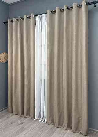 Комплект штор на люверсах VR-Textil Блэкаут двусторонний ASHEN NIGHT № 1853ш Бежевый 150х270 см 2 шт (37-0293) Киев