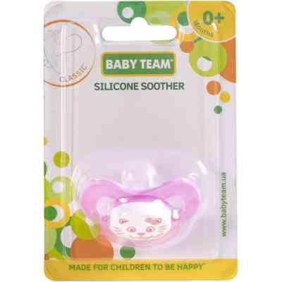 Пустушка Baby Team силіконова,класична, 0+ міс (3007_рожевий) Вінниця