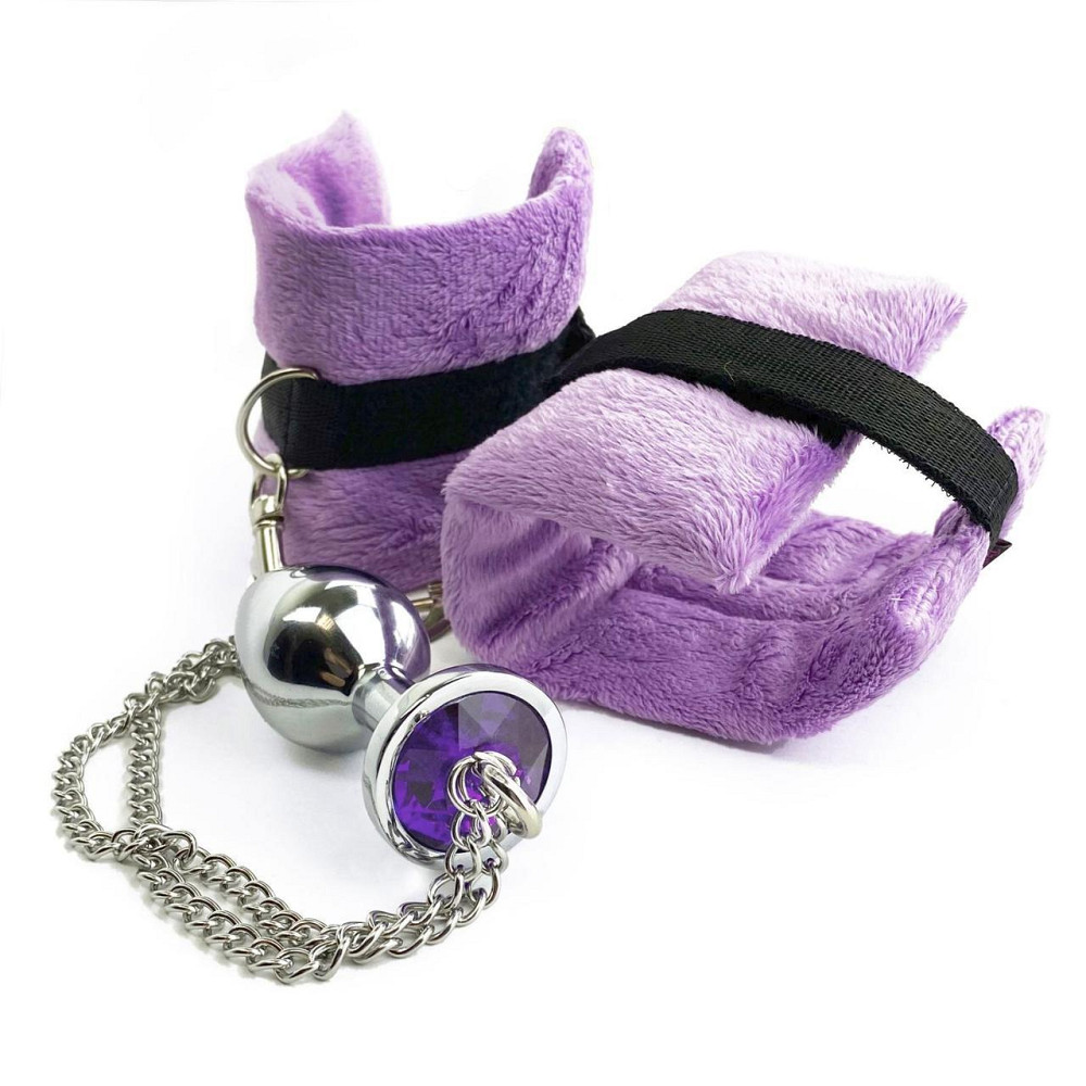 Наручники з металевою анальною пробкою Art of Sex Handcuffs with Metal Anal Plug size M Purple Sex Aura Київ - фото 5