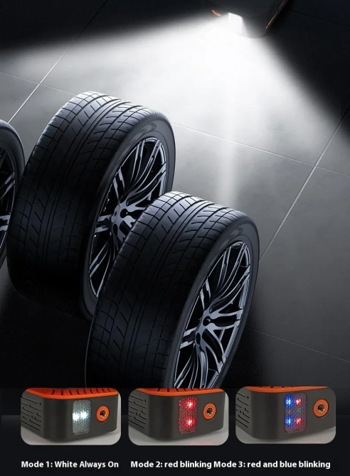 Насос аккумуляторный цифровой Air SCK619-4 80W PowerBank Type-C с фонариком и переходниками Винница - изображение 4