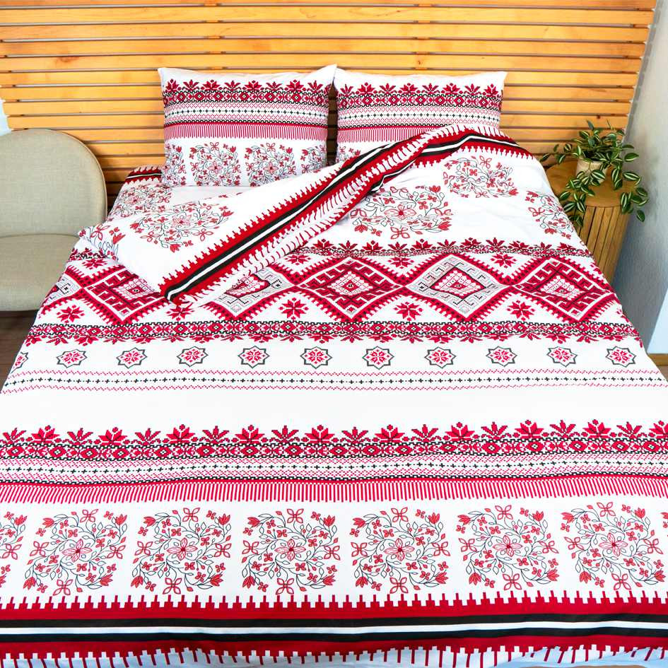 Комплект постільної білизни Євро Бязь Голд Вишиванка 120 г/м2 YouStar (Білий) 2 х 70х70 Суми - фото 1