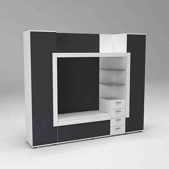 Стенка в гостиную под ТВ Exo-1, Белый+Антрацит, 2160х420х1850 Львов