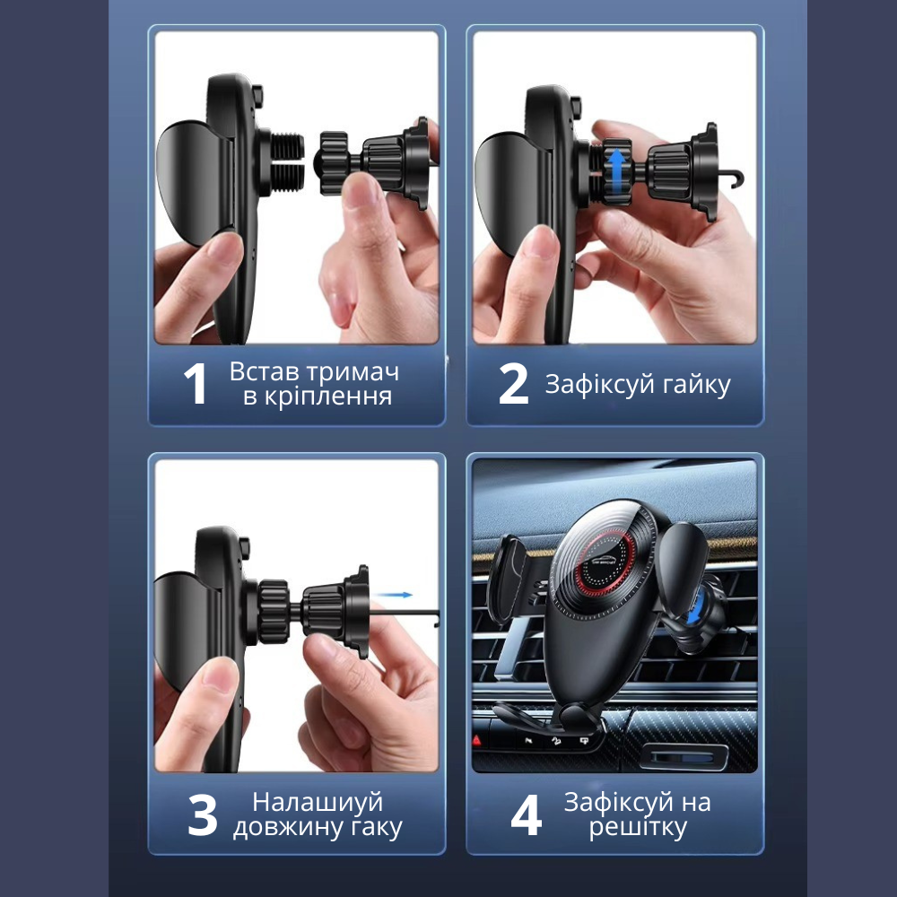 Держатель для телефона,автомобильный ,с механической фиксацией смартфона, на дефлектор в машину,черный Каменец-Подольский - изображение 7