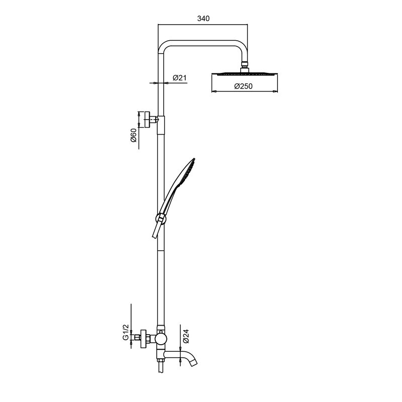 Душова колона з термостатичним змішувачем Koer KI-57018-02 3 функції, з нерж.сталі SUS304 (Колір нерж) (KR5545) Київ - фото 10