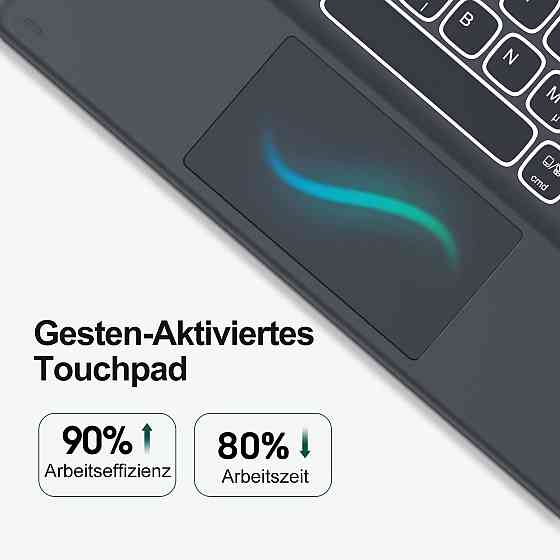 Чохол з магнітною клавіатурою для iPad 9/8/7 10.2”, iPad Pro 10.5 / Air 3, з Bluetooth, тачпадом, RGB-підсвіткою, QWERTZ чорний Київ