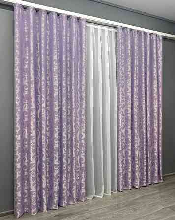 Комплект готових штор VR-Textil Жакард Вензель № 295ш Бузковий 200х270 см 2 шт (32-005) Київ