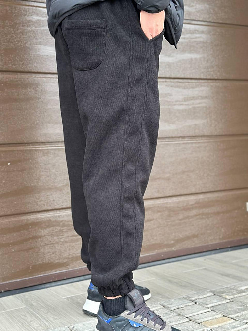 Чоловічі базові теплі штани з вельвету на флісі Графіт, 44 Одеса - фото 6