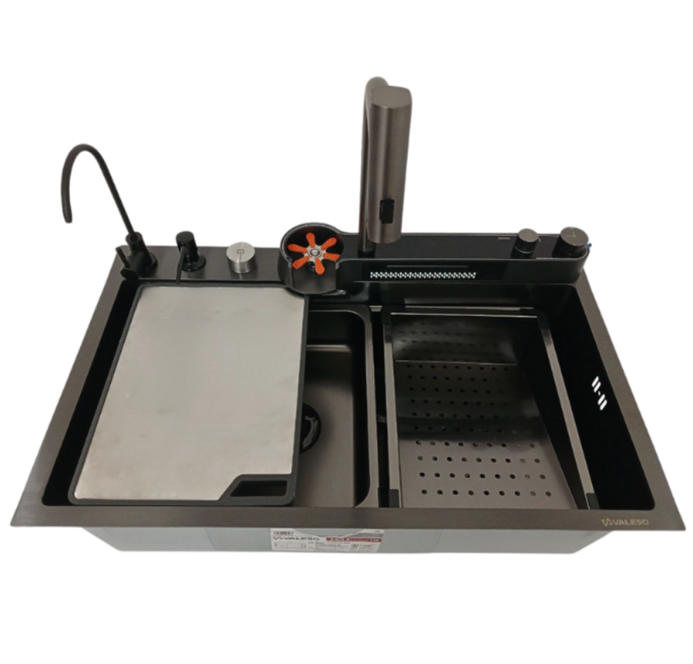 VALESO Мийка кухонна PVD чорна Valeso Handmade "Водоспад" (ДЕКОР) 75х45DF Киев - изображение 2