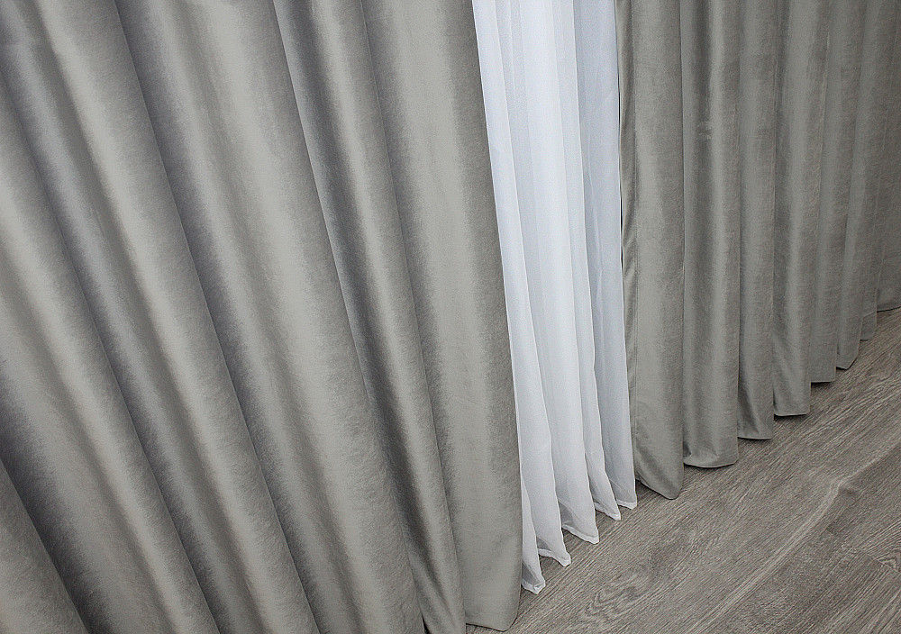 Комплект готових штор VR-Textil Оксамит № 1151ш Сірий 100х290 см 2 шт (31-527) Київ - фото 7
