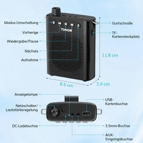 Портативний підсилювач голосу TONOR K10 — Потужність та чіткість звуку Луцьк