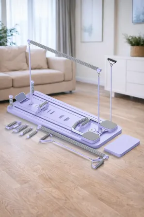 Тренажер для пилатеса Реформер MM3000 Для пресса/ног/приседания, с резинками Фиолетовый Коломия