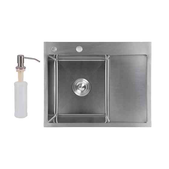 Мийка для кухні інтегрована Lidz Handmade H6350R крило праворуч (LDH6350BRUR45587) Brushed Steel 3,0/1,0 мм Київ