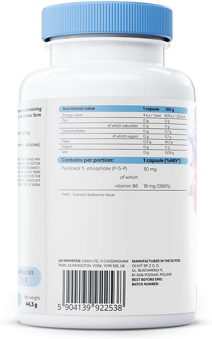 Витамин B6 (P-5-P) Osavi Vitamin B6-P-5-P, 30 mg Vegan 120 caps Луцк - изображение 2