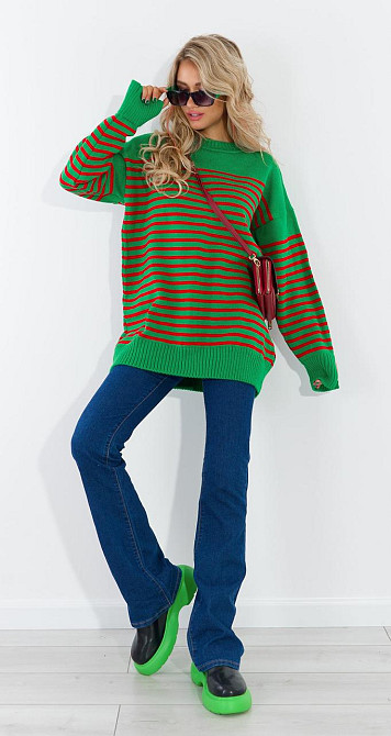 Стильний светр у смужку (48-52) Київ - фото 2