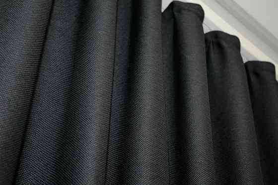 Комплект готових штор VR-Textil Льон-блекаут Льон Мішковина № 1161ш Графітовий 200х270см 2 шт (32-416) Київ