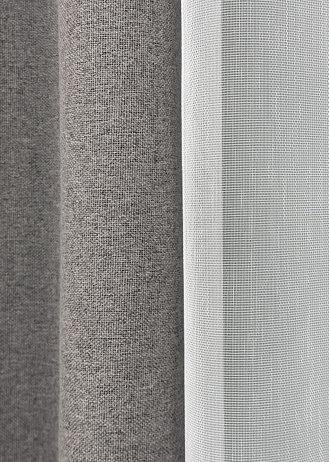 Комплект штор VR-Textil 100% блекаут ASHEN NIGHT 150х270 2шт і Тюль 600х270 1850ш-1153т бежево-сірий з білим 71-091/5 Київ - фото 5