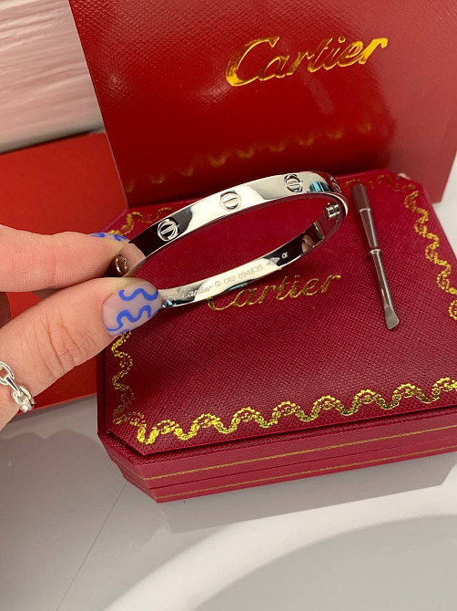 Браслет Cartier, покриття білим золотом AU750 Одеса - фото 4
