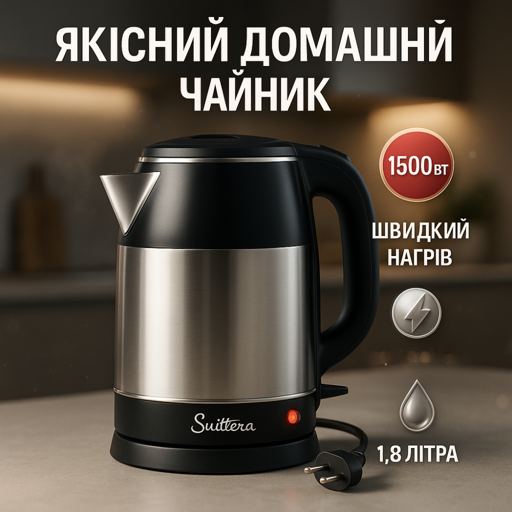 Мощный электрочайник электрический Suntera, Качественный электрочайник для кухни, Чайники на подставке CP-32 Львов - изображение 9