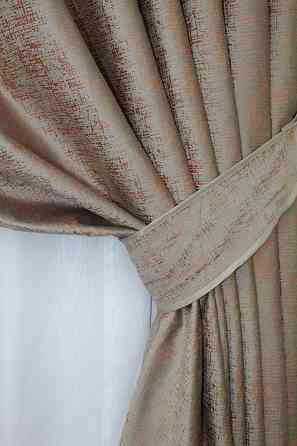 Комплект готових штор VR-Textil Оксамит (бархат) № 1129ш Какао з теракотовим 150х270 см 2 шт (30-940) Київ