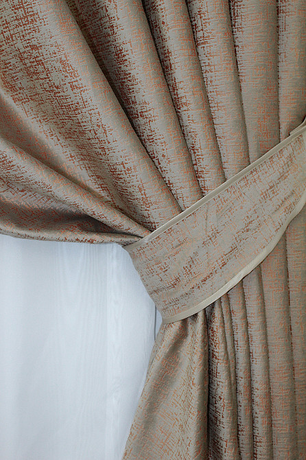 Комплект готових штор VR-Textil Оксамит (бархат) № 1129ш Какао з теракотовим 150х270 см 2 шт (30-940) Київ - фото 4