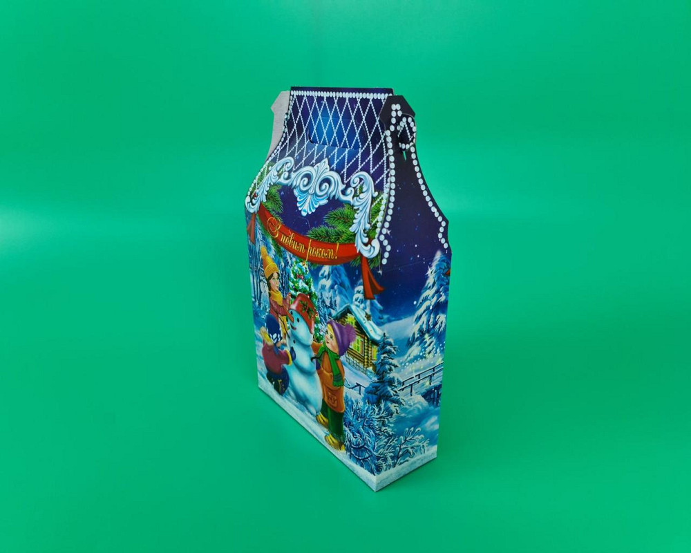 Святкове паковання для новорічних подарунків (700 грм) No238с "Деті та сніговик" (1 шт.) Харків - фото 1