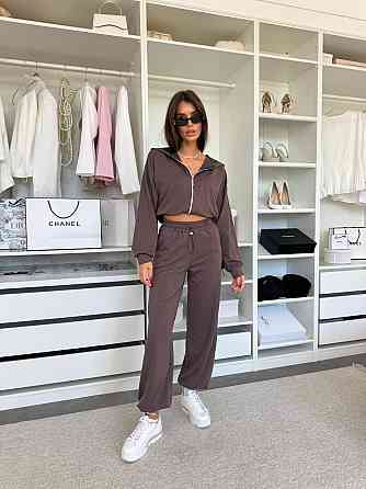 Женский прогулочный костюм двойка: зип худи и штаны двунитка Шоколад, 42/44 Одесса