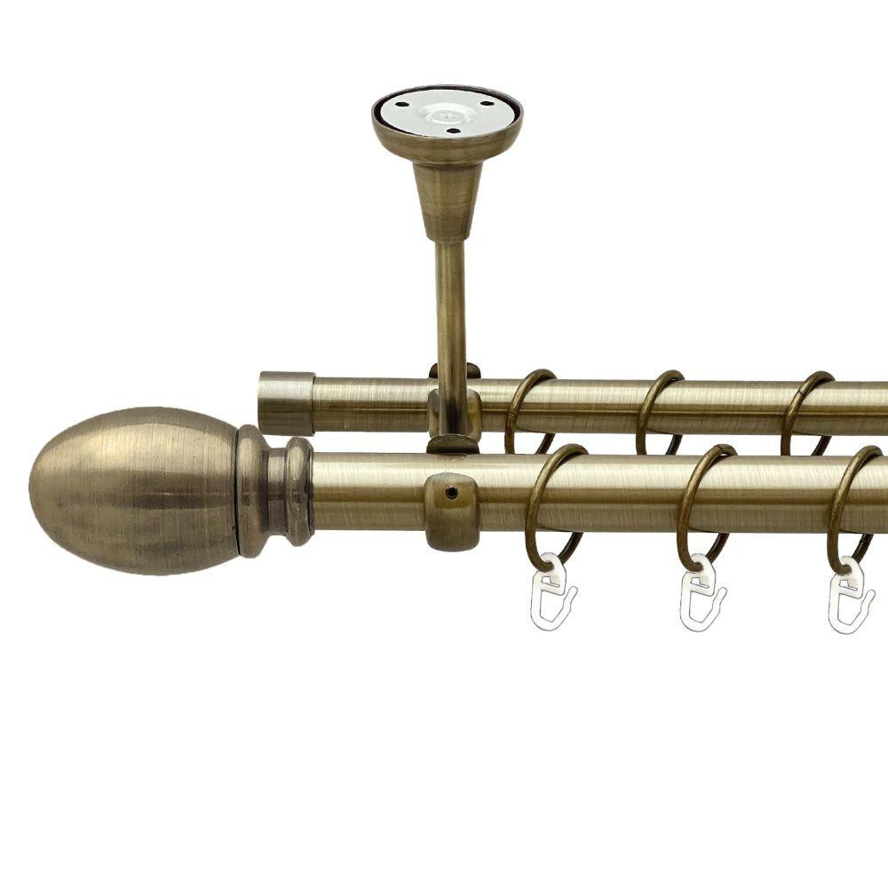 Карниз Orvit Белуно металевий дворядний відкритий до стелі гладка труба кільце металеве Антик 25\19 мм 300 см (00-00018595) Львів - фото 1