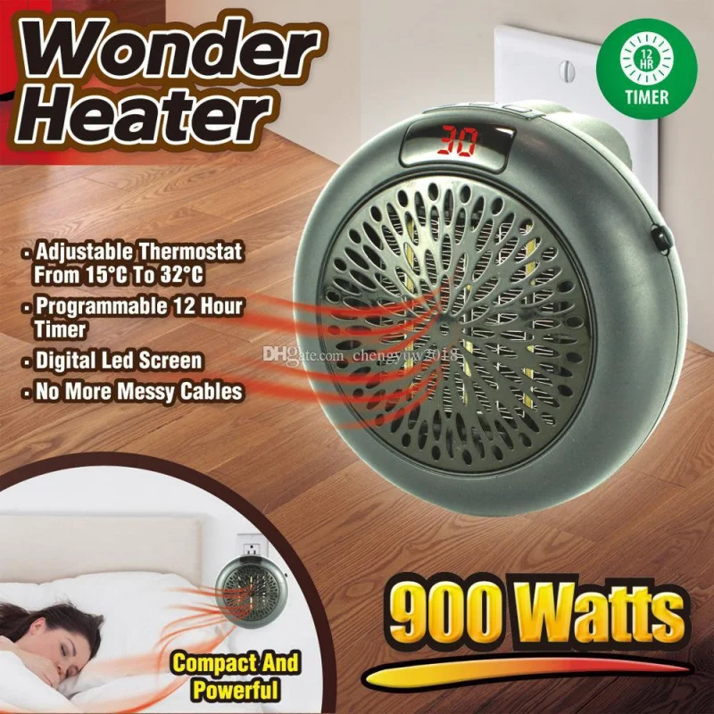 Портативний тепловентилятор Wonder Heater KLW-019A1 900 Вт: керамічний обігрівач у розетку, LED-дисплей, таймер Одеса - фото 1