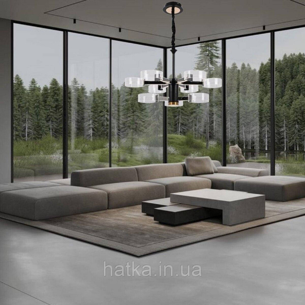 Люстра світлодіодна акрілова Sirius N 3705-6+3 BLACK+GD 98W Київ - фото 2