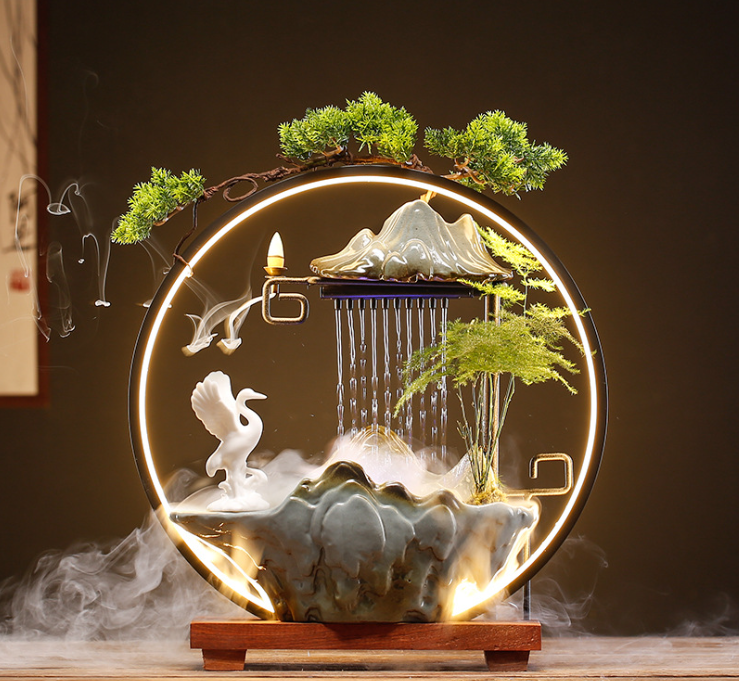 Декоративный водопад 43х40 см, фонтан, увлажнитель воздуха, подставка под конусы, 5в1!! ТУЧКА с птичкой Кременчуг - изображение 1