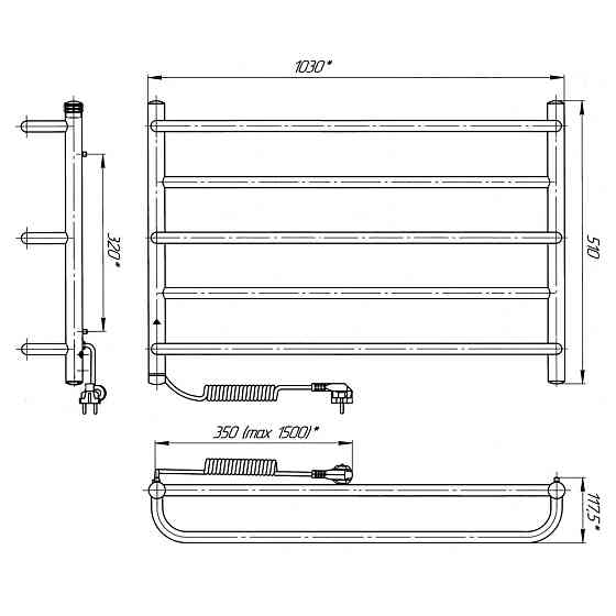 Электрический полотенцесушитель Laris Практик П5 1000Х500 Э Киев