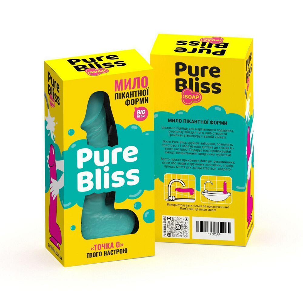 Крафтовое мыло-член с присоской Pure Bliss BIG Turquoise, натуральное Sex Aura Киев - изображение 8