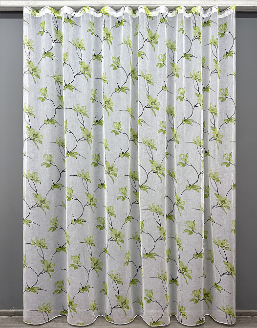 Тюль VR-Textil 1909т Flora Батист Білий з салатовим 300х270 см (40-245) Київ - фото 2