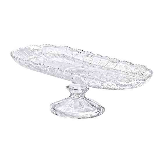 Овальная стеклянная фруктовница на ножке 33.5 см Киев