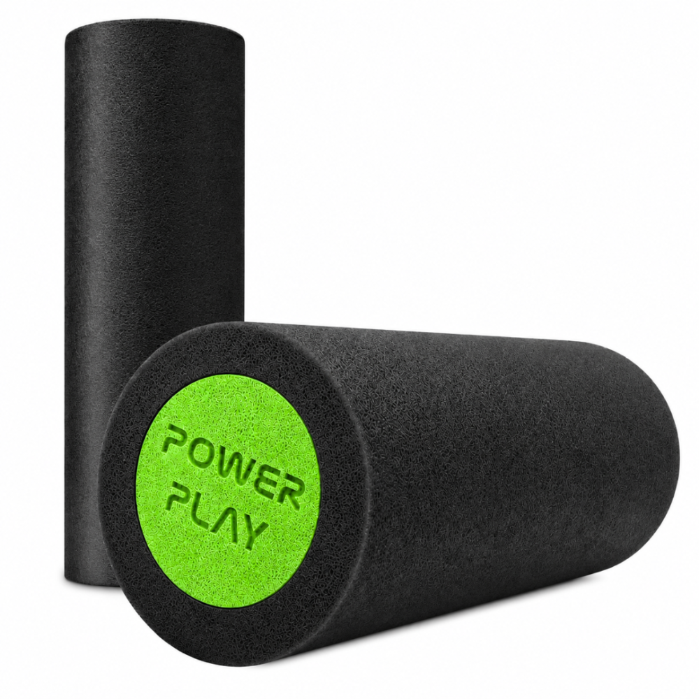 Масажний ролик (роллер) гладкий PowerPlay 4021 Fitness Roller Чорно-зелений (30x15см.) Кам'янське - фото 14