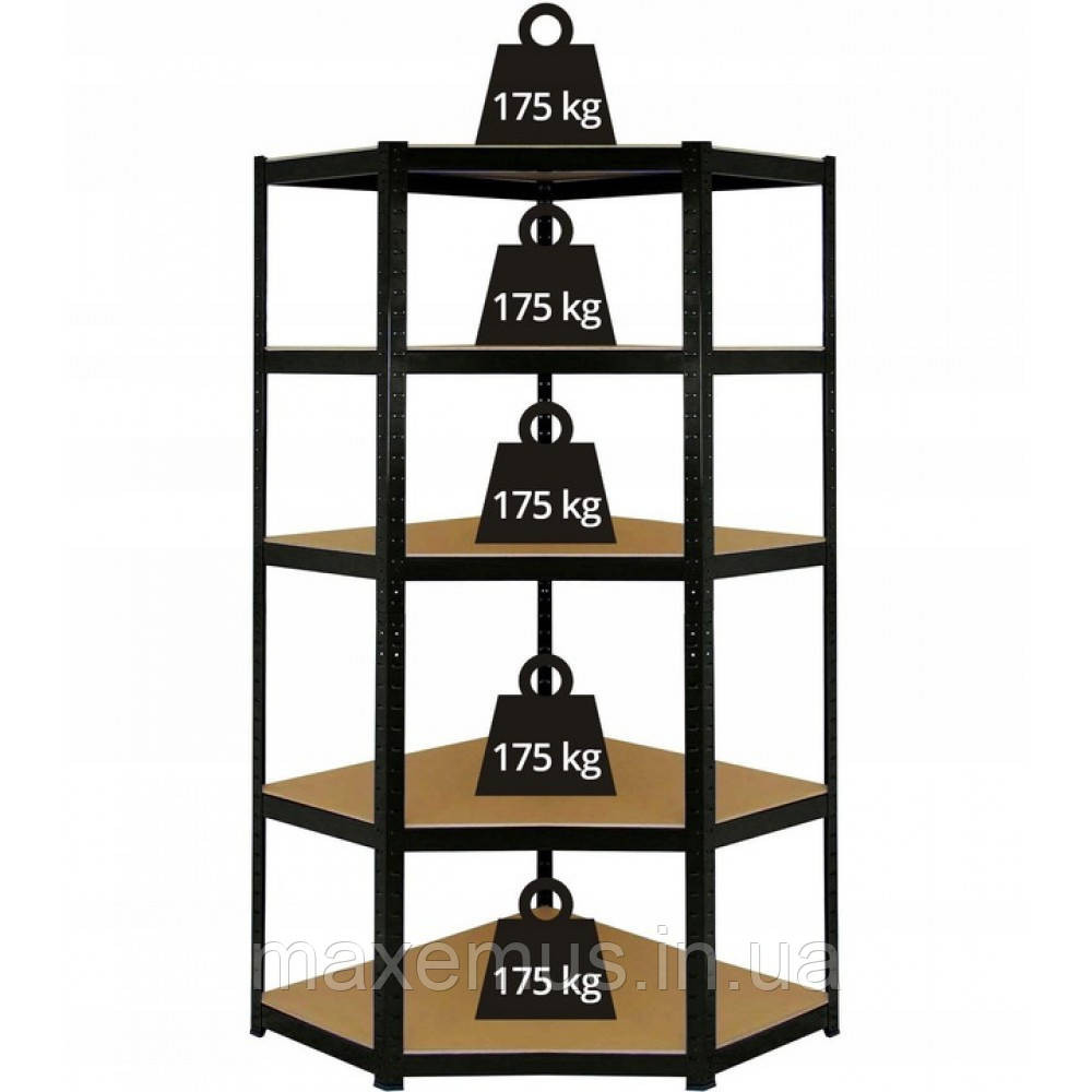 Стеллаж угловой металлический торговый Siker CGS40 полочные стеллажи для дома в гараж магазин и подвал черный Мостиська - фото 2