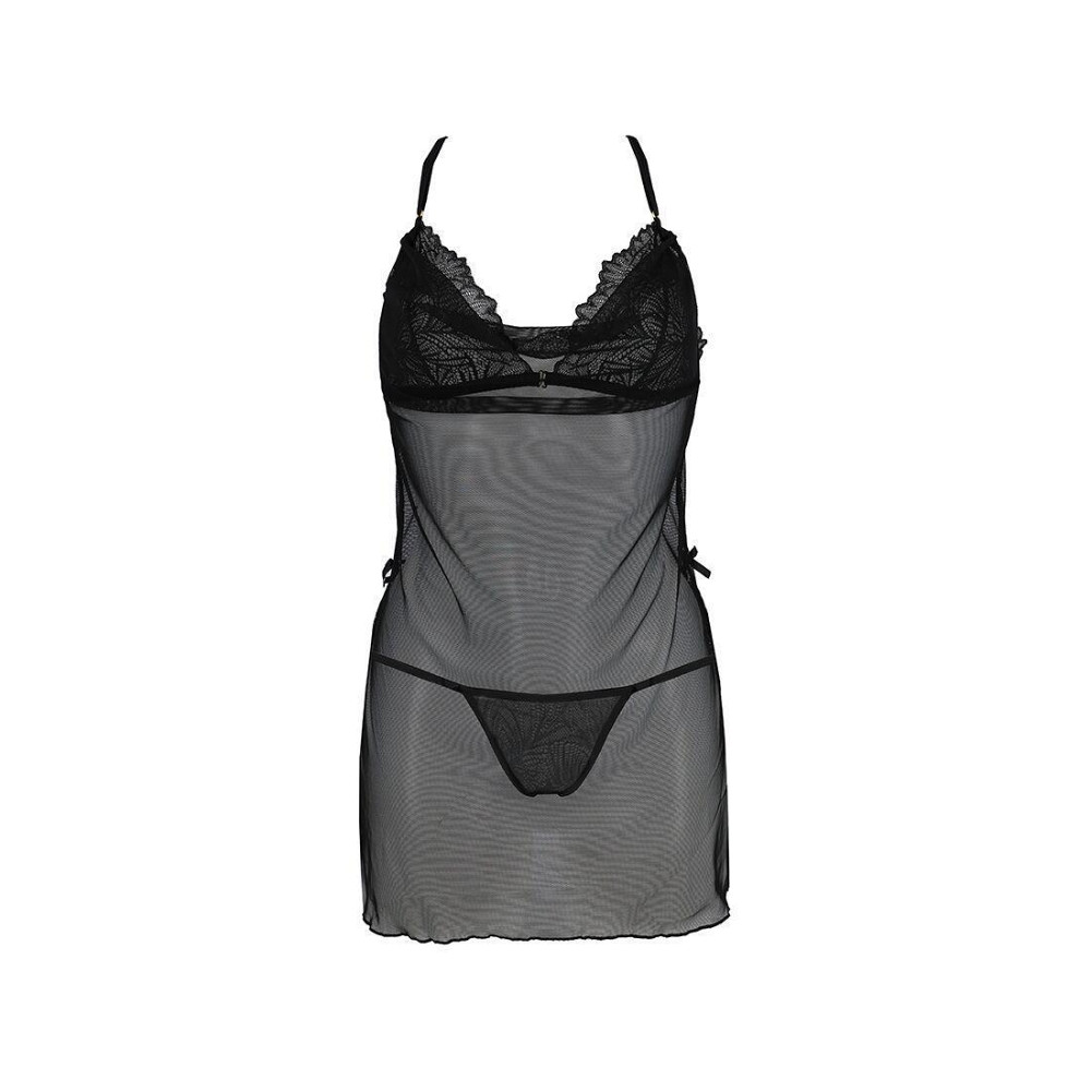 Сорочка Passion DELIENA CHEMISE XXL/XXXL black, стрінги із заниженою талією Sex Aura Київ - фото 3