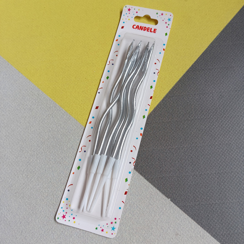 Свічки для торта "хвилясті" 6 шт. срібло Київ - фото 1