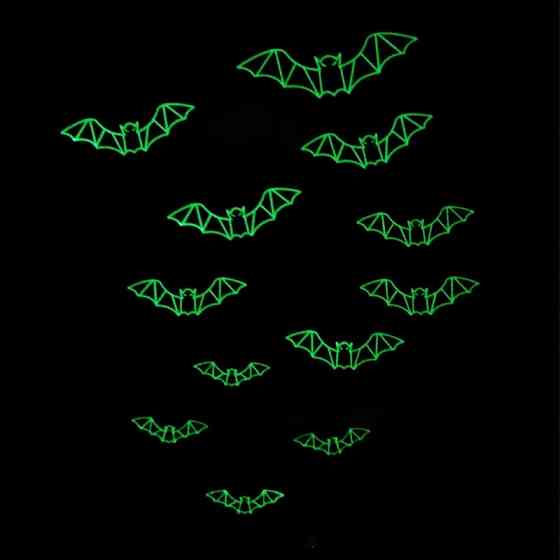 Наклейки Хэллоуин Летучие мыши фосфорные 12 штук черный Киев