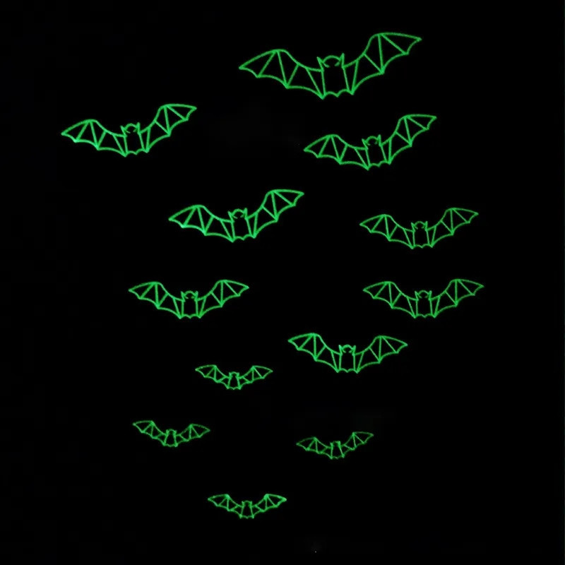 Наклейки Хэллоуин Летучие мыши фосфорные 12 штук черный Киев - изображение 1