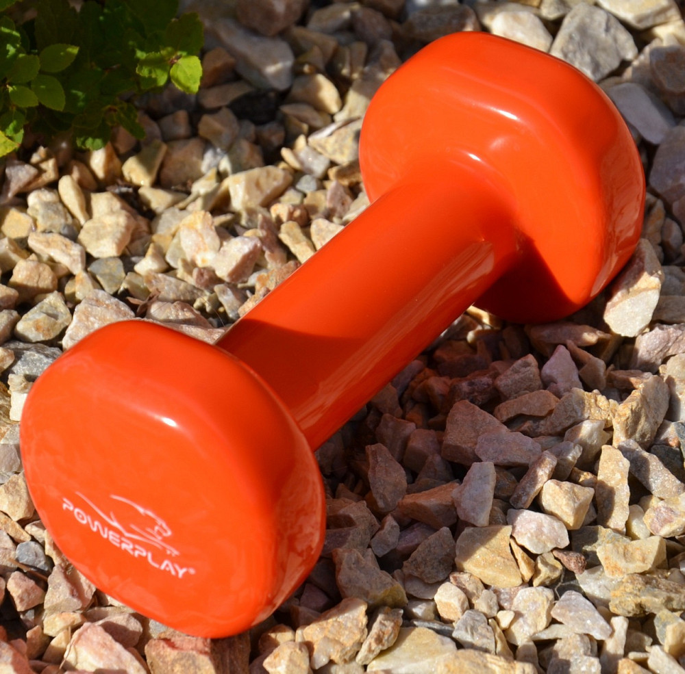 Гантель для фітнесу вінілова PowerPlay 1 кг. помаранчева 1шт /  маленькі гантелі Київ - фото 7
