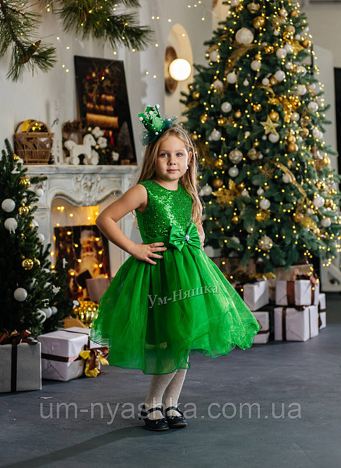Зеленое пышное платье Весны, платье Цветочка, Ёлочка-Пайетки-Бантик Кривой Рог - изображение 4